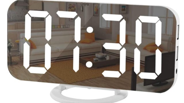 Alarm clock mirror with USB ports