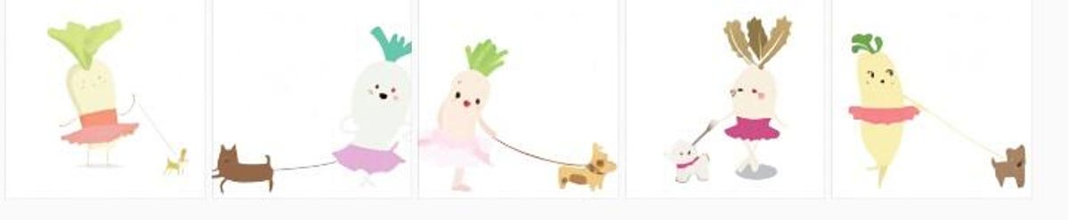 An image of a baby daikon radish walking a dog, created with Dall*E